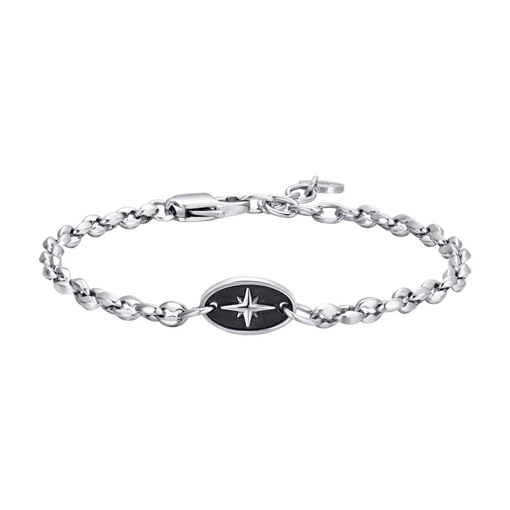 HERRENARMBAND AUS STAHL MIT KOMPASSROSE