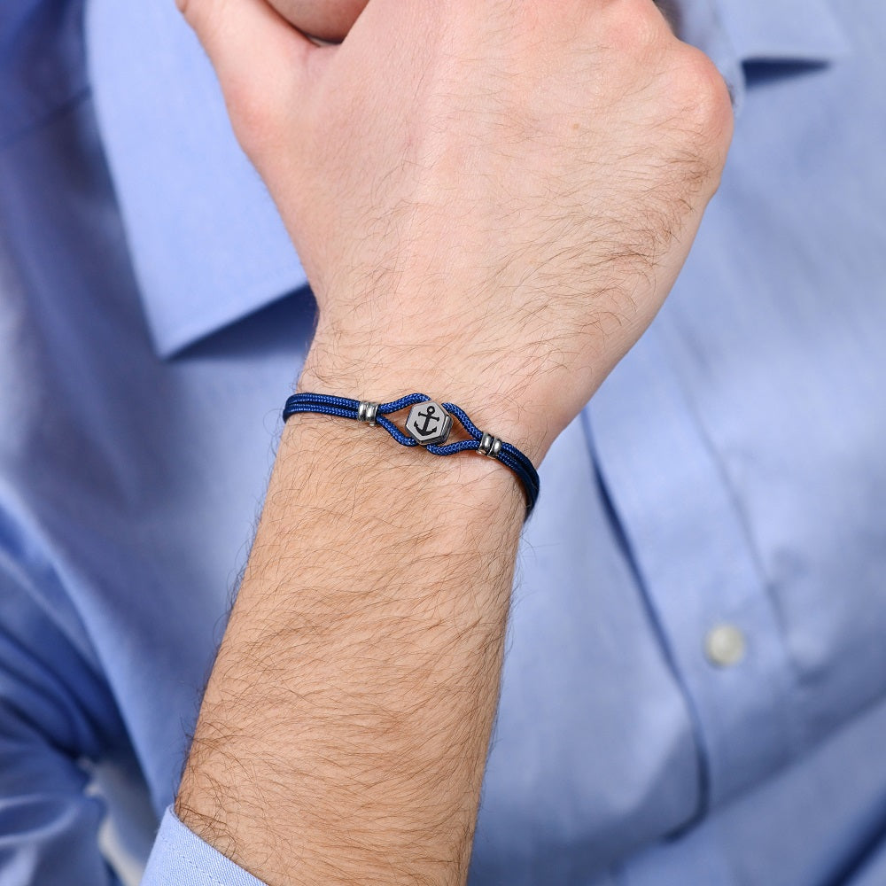 HERRENARMBAND MIT BLAUEM SEIL UND ANKER