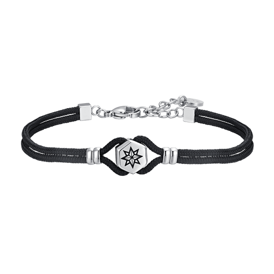 HERRENARMBAND AUS SCHWARZEM SEIL UND KOMPASSROSE