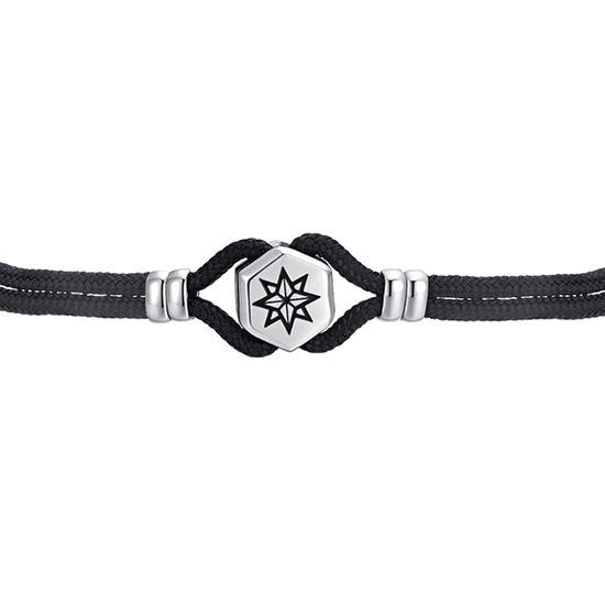 HERRENARMBAND AUS SCHWARZEM SEIL UND KOMPASSROSE