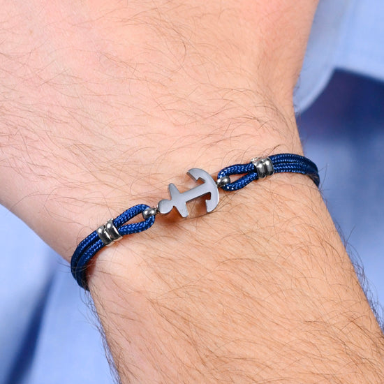 HERRENARMBAND MIT BLAUEM SEIL UND ANKER