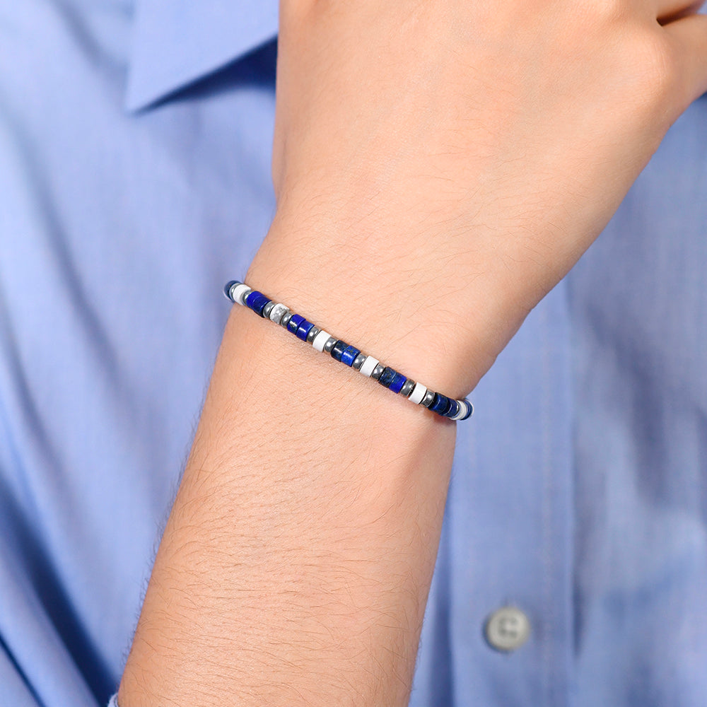 LAPIS STEINE STAHL HERRENARMBAND