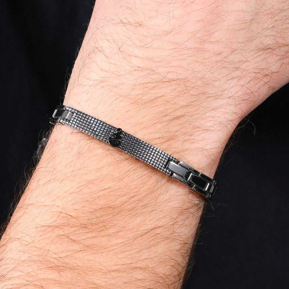 MÄNNER STAHL ANKER IP SCHWARZ ARMBAND