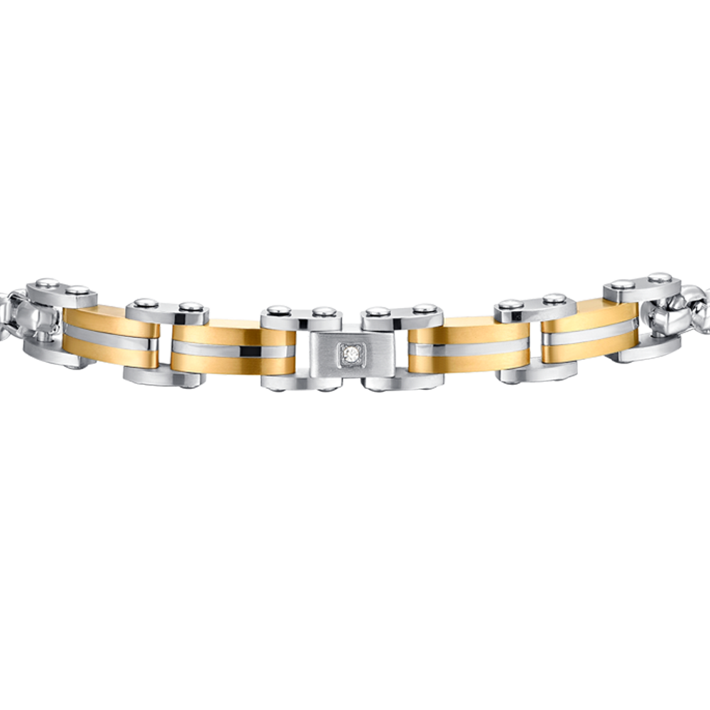 HERRENARMBAND AUS STAHL UND IP-GOLD