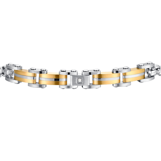 HERRENARMBAND AUS STAHL UND IP-GOLD