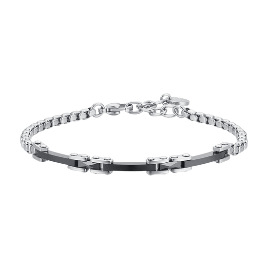 HERRENARMBAND AUS STAHL UND SCHWARZER KERAMIK