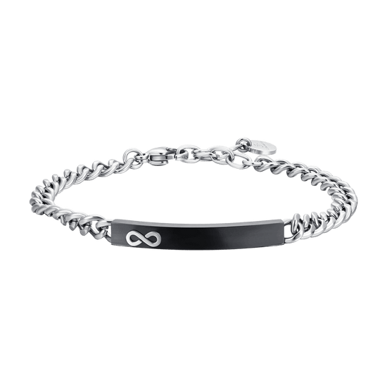 BRACCIALE UOMO IN ACCIAIO PIASTRA IP BLACK CON INFINITO