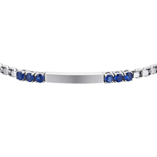 BRACCIALE UOMO IN ACCIAIO PIASTRA E ZIRCONI BLU