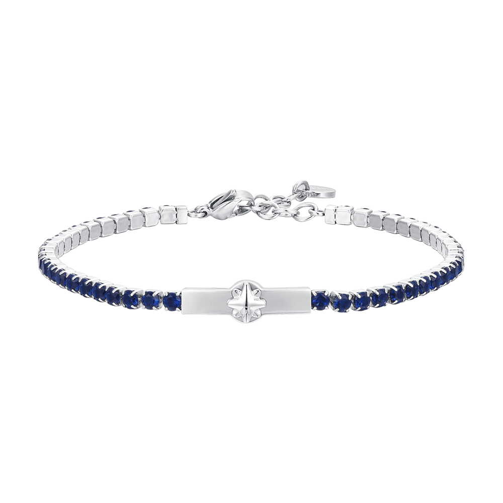 BRACCIALE TENNIS UOMO ROSA DEI VENTI E ZIRCONI BLU