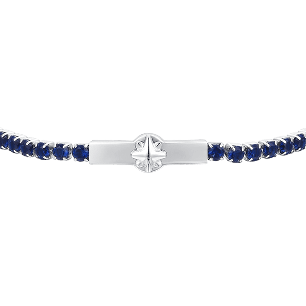 BRACCIALE TENNIS UOMO ROSA DEI VENTI E ZIRCONI BLU