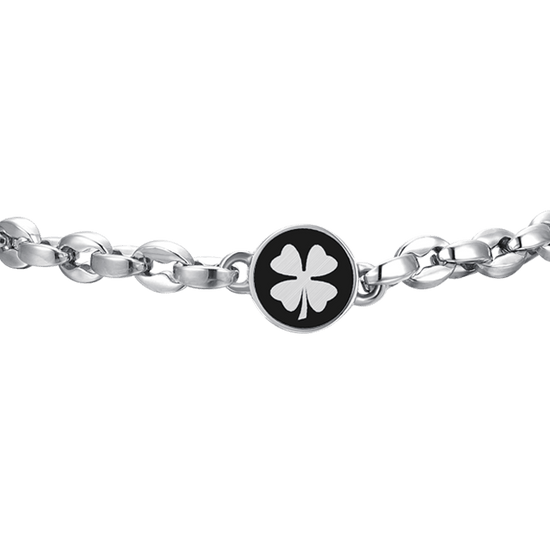 BRACCIALE UOMO IN ACCIAIO CON QUADRIFOGLIO