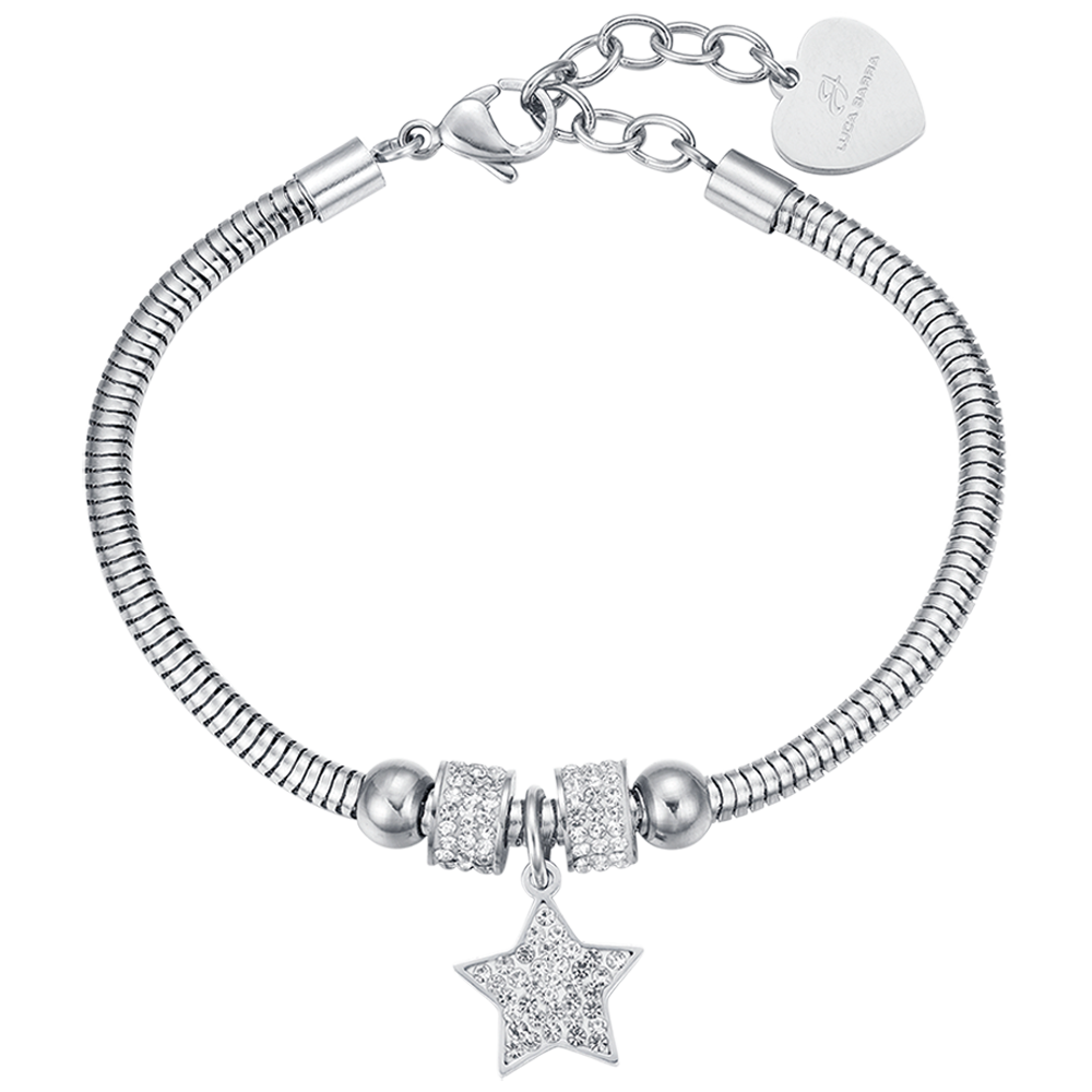 STAR STAHL DAMENARMBAND MIT WEISSEN KRISTALLEN