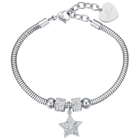 STAR STAHL DAMENARMBAND MIT WEISSEN KRISTALLEN