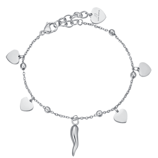 DAMENARMBAND AUS STAHL MIT HERZEN UND HORN