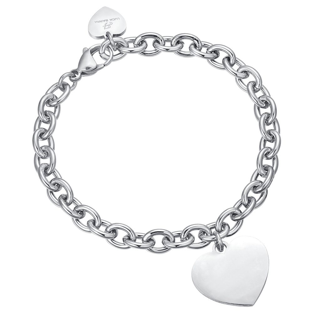 PERSONALISIERTES FRAUENARMBAND AUS EDELSTAHL MIT HERZ-KETTE Luca Barra