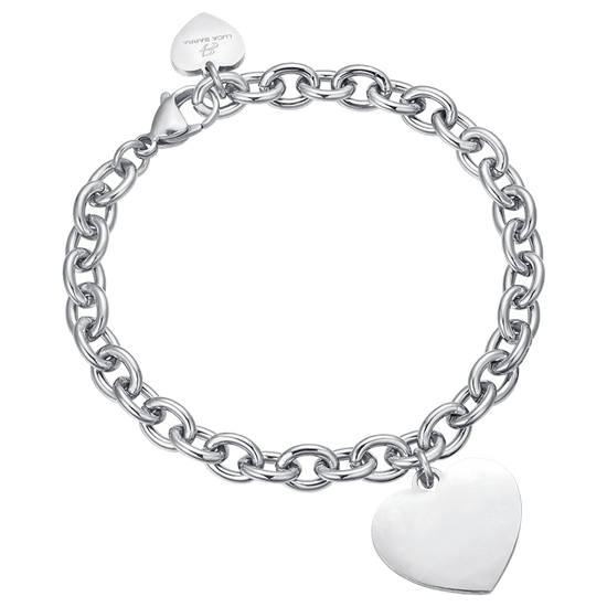 PERSONALISIERTES FRAUENARMBAND AUS EDELSTAHL MIT HERZ-KETTE Luca Barra