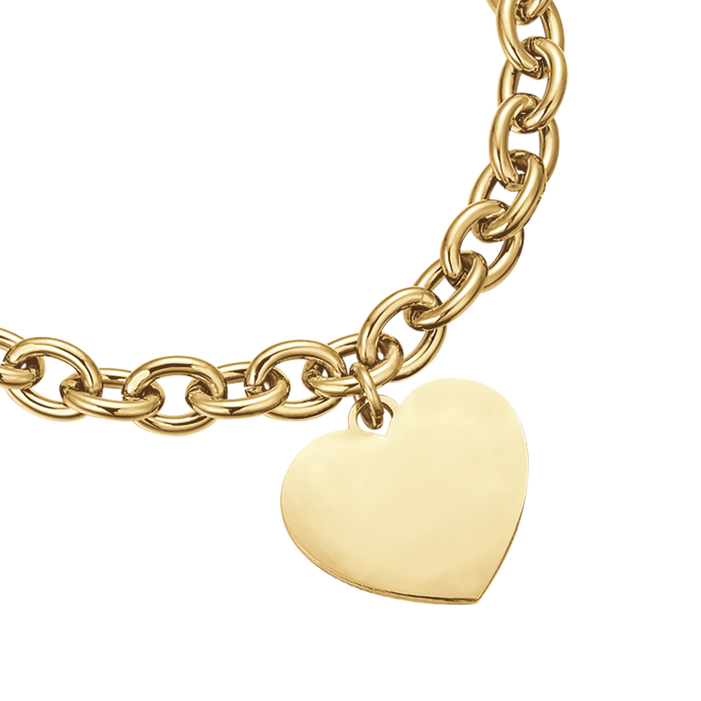 PERSONALISIERTES DAMEN-GOLDSTAHL-ARMBAND MIT KETTENHERZ Luca Barra