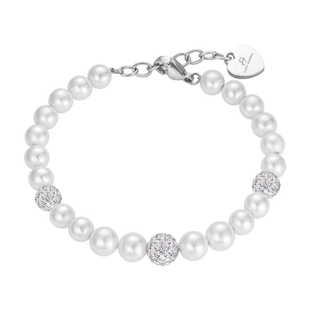 DAMEN PERLENARMBAND MIT WEISSEN KRISTALLEN