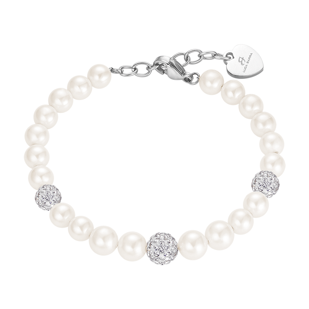 DAMEN PERLENARMBAND MIT WEISSEN KRISTALLEN