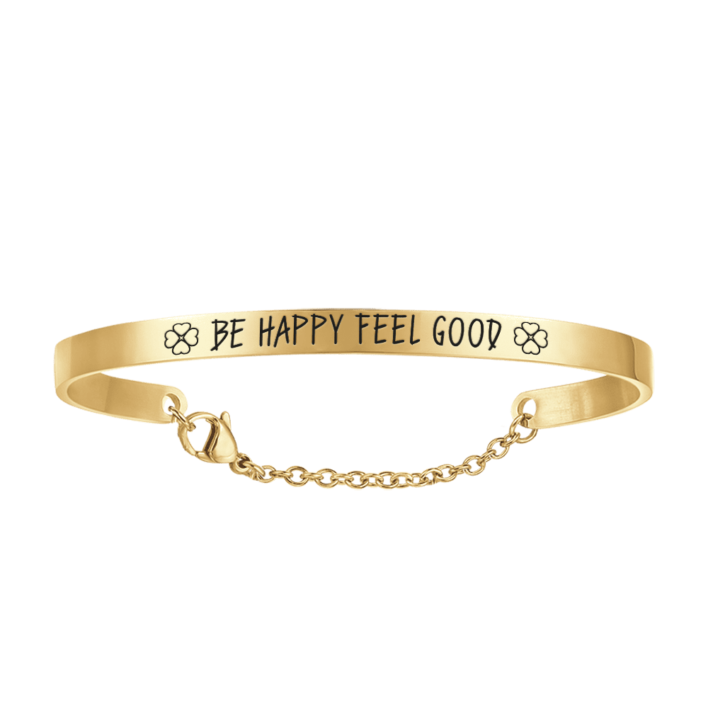 BE HAPPY FEEL GOOD GOLD STEEL DAMENARMBAND