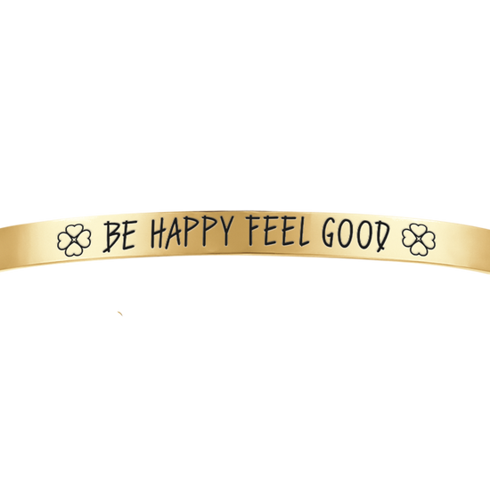 BE HAPPY FEEL GOOD GOLD STEEL DAMENARMBAND