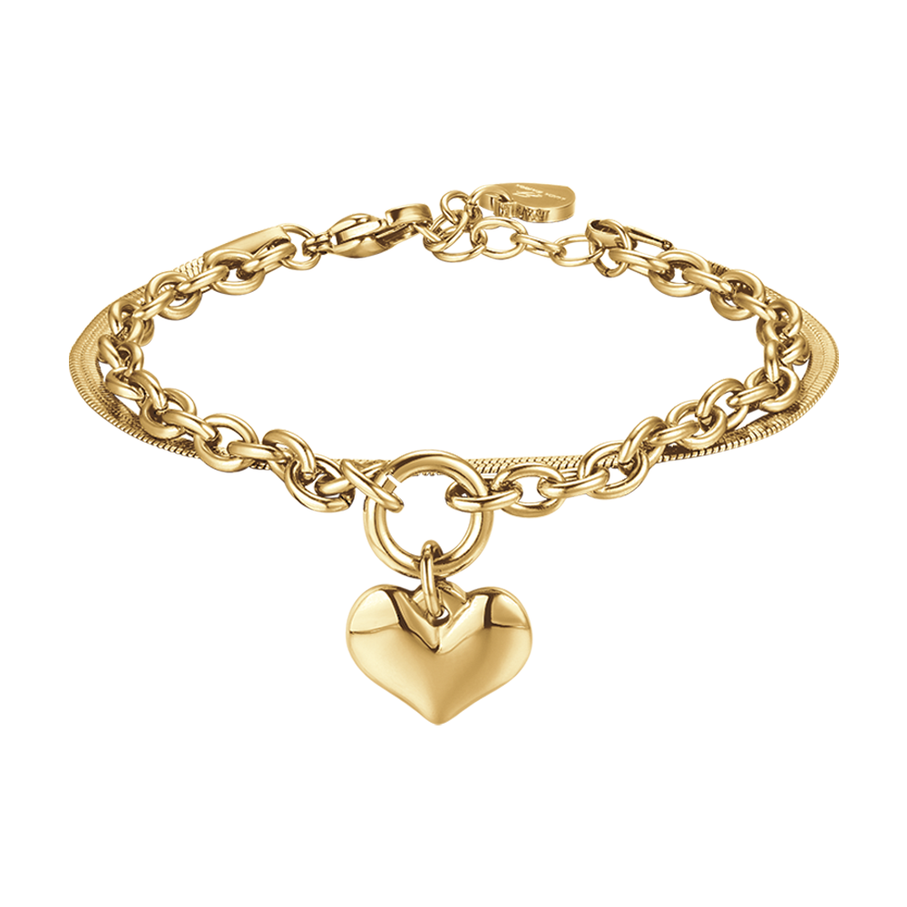 IP GOLD STAHL DAMENARMBAND MIT HERZ UND KREIS