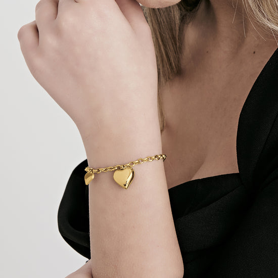 IP GOLD STAHL DAMEN ARMBAND MIT HERZEN