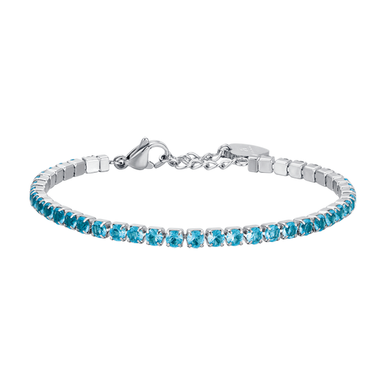 DAMEN-TENNISARMBAND AUS STAHL MIT BLAUEN KRISTALLEN