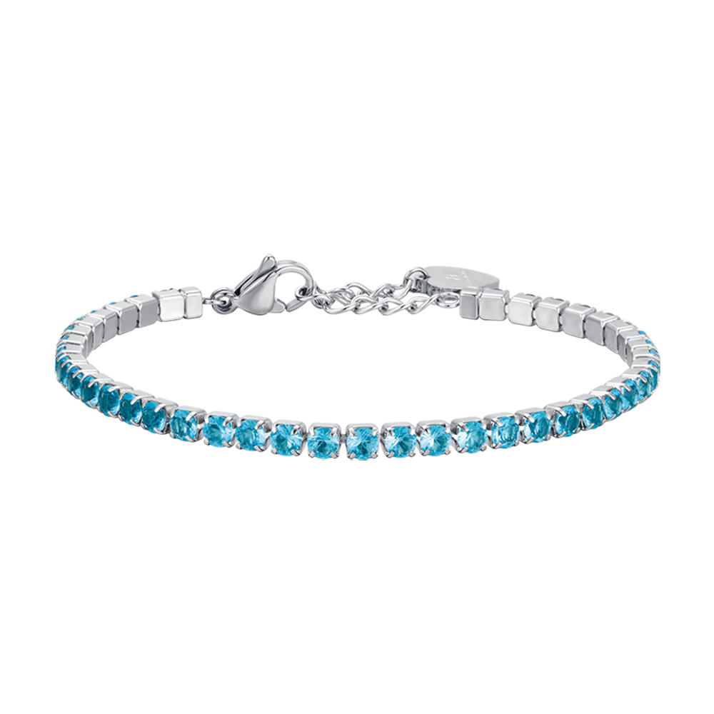 DAMEN-TENNISARMBAND AUS STAHL MIT BLAUEN KRISTALLEN