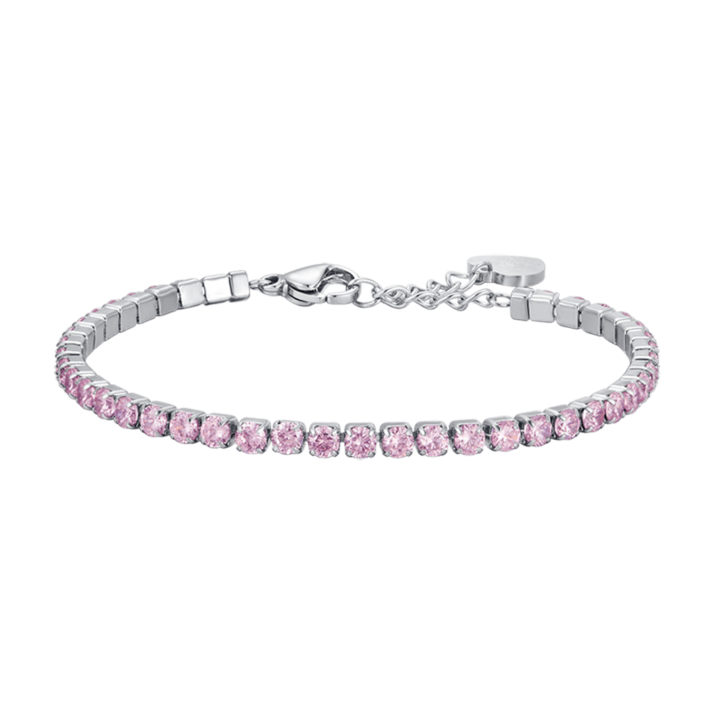 DAMEN-TENNISARMBAND AUS STAHL MIT PINK-KRISTALLEN Luca Barra