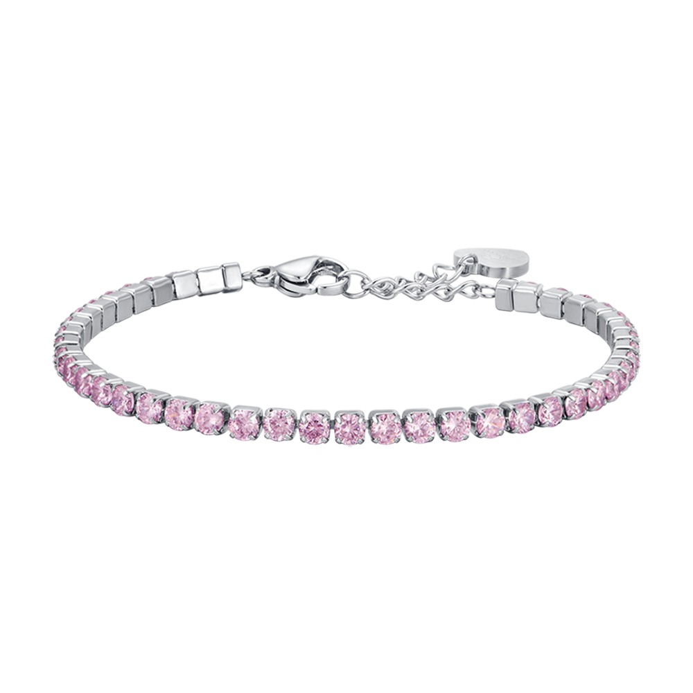 DAMEN-TENNISARMBAND AUS STAHL MIT ROSA KRISTALLEN