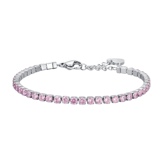 DAMEN-TENNISARMBAND AUS STAHL MIT ROSA KRISTALLEN