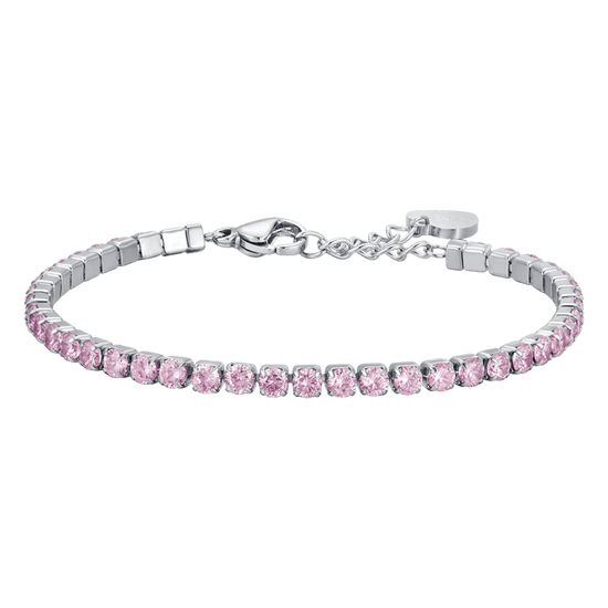 DAMEN-TENNISARMBAND AUS STAHL MIT PINK-KRISTALLEN Luca Barra