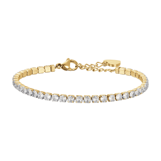 DAMEN-TENNISARMBAND AUS IP-GOLDSTAHL MIT WEISSEN KRISTALLEN Luca Barra