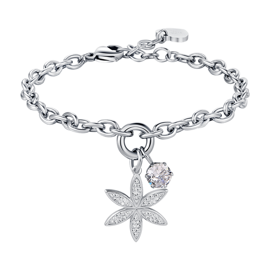 DAMENARMBAND AUS STAHL MIT BLUME DES LEBENS MIT WEISSEN KRISTALLEN