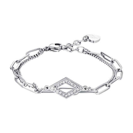 IP GOLD STAHL DAMENARMBAND MIT WEISSEN KRISTALLEN