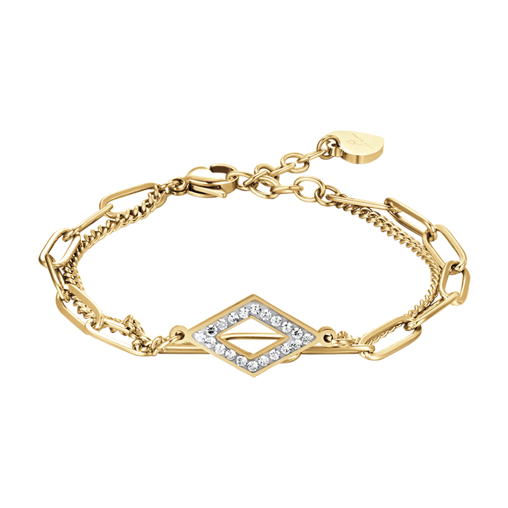 IP GOLD STAHL DAMENARMBAND MIT WEISSEN KRISTALLEN