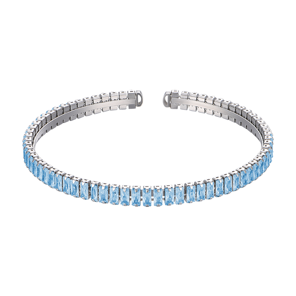 DAMENARMBAND AUS STAHL MIT BLAUEN KRISTALLEN