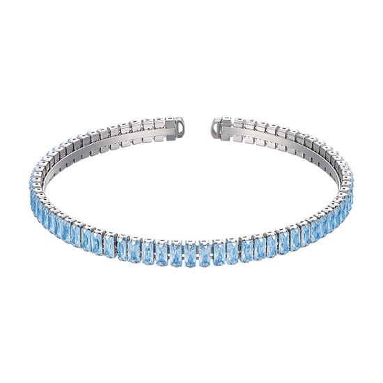 DAMENARMBAND AUS STAHL MIT BLAUEN KRISTALLEN