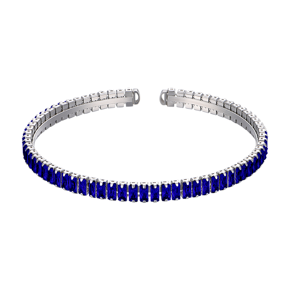 DAMENARMBAND AUS STAHL MIT BLAUEN KRISTALLEN