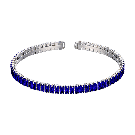 DAMENARMBAND AUS STAHL MIT BLAUEN KRISTALLEN