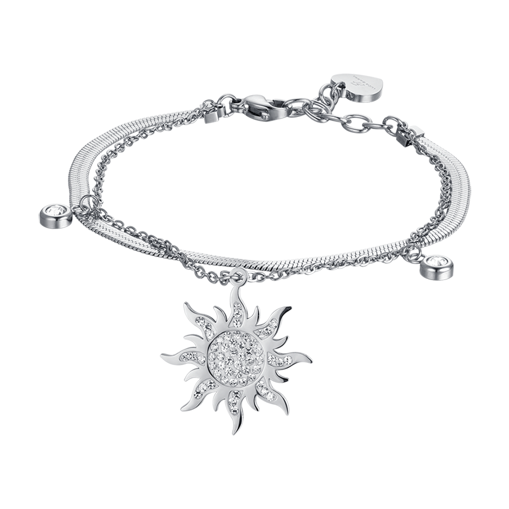 DAMEN-SONNENARMBAND AUS STAHL MIT WEISSEN KRISTALLEN