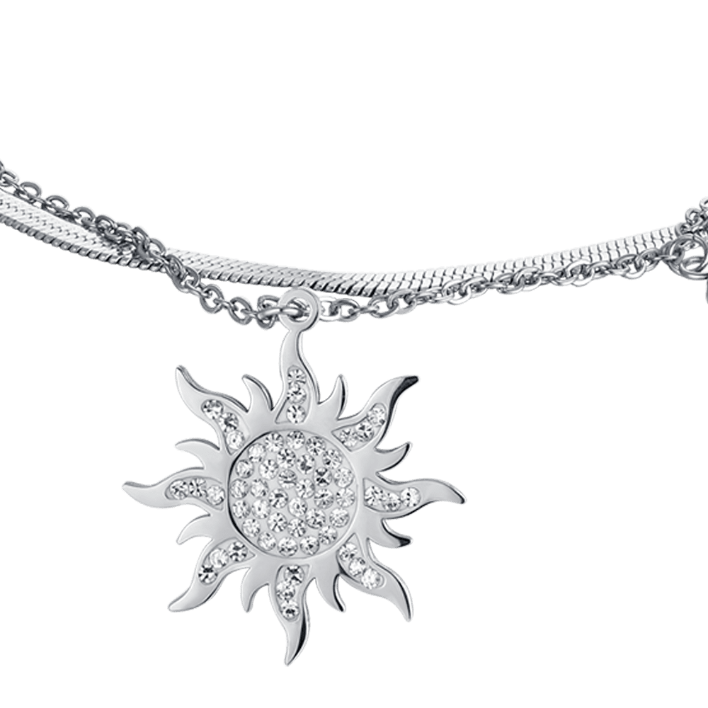 DAMEN-SONNENARMBAND AUS STAHL MIT WEISSEN KRISTALLEN