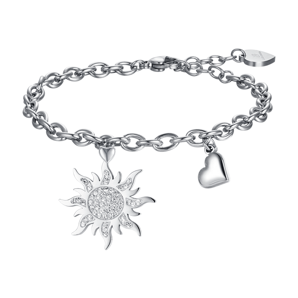 DAMEN-SONNENARMBAND AUS STAHL MIT WEISSEN KRISTALLEN