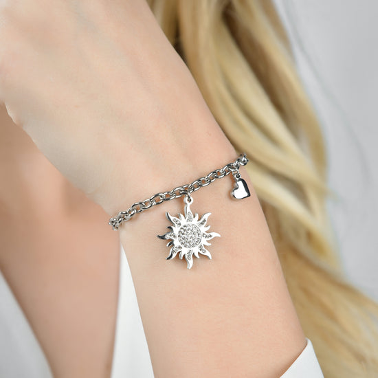 DAMEN-SONNENARMBAND AUS STAHL MIT WEISSEN KRISTALLEN