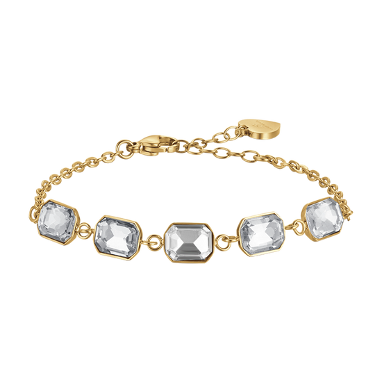 IP GOLD STAHL DAMENARMBAND MIT WEISSEN KRISTALLEN