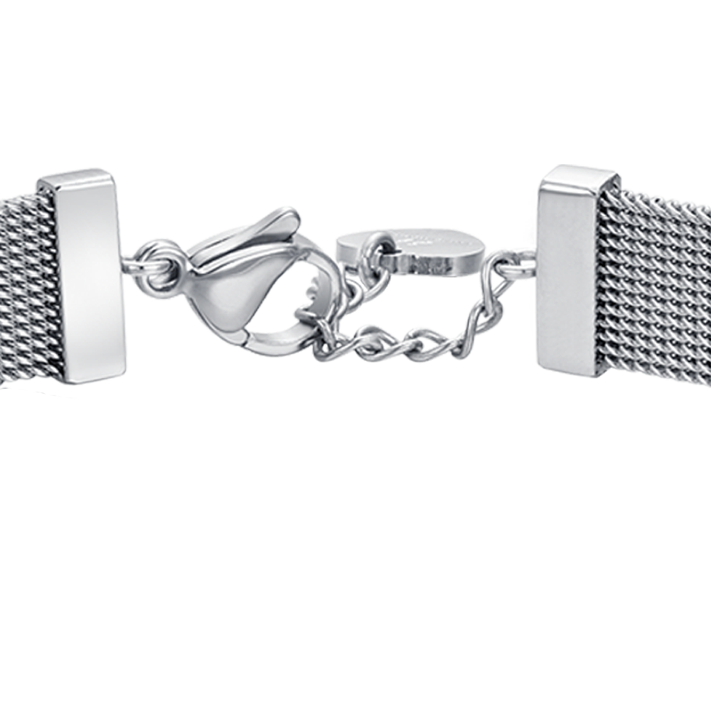 MILANO STEEL MESH DAMENARMBAND MIT WEISSEM KRISTALLELEMENT