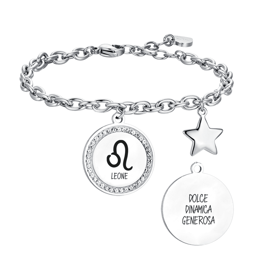 STAHL FRAU ARMBAND TIERKREISZEICHEN LEO PLATTE