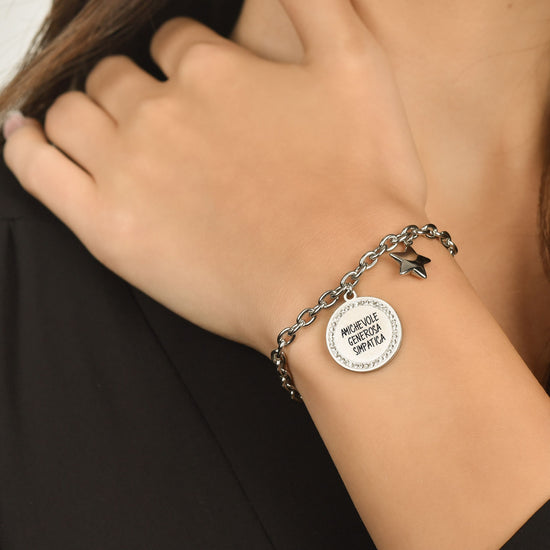 STAHL-ARMBAND FÜR FRAUEN STERNZEICHEN LIBRA PLATTE