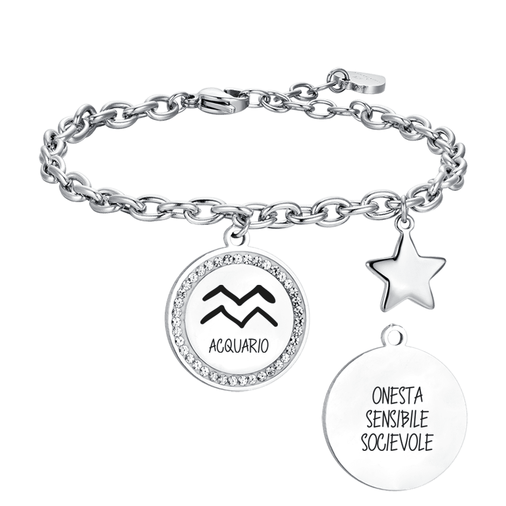 STAHL FRAU ARMBAND STERNZEICHEN WASSERMANN PLATTE